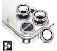 Protection Lentille Pour Iphone 16 Pro / 16 Pro Max - Verre Trempé 9h Avec Anneau Métal, Anti-Rayures, Compatible Coque, Effet Pailleté, Installation Sans Bulles