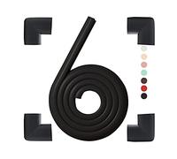 Protection Mousse d'Angles et Rebords pour Bébés. 2 M avec et 4 Protège Coin. Convient pour Table, Bureau, Cheminée, Comptoir - Coins Pointus Kit de Sécurité Enfants (Noir (4 Coins et 2 m))