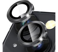 Protection Objectif Caméra Arrière Verre Trempé Pour Iphone 15 6,1'' / 15 Plus 6,7'' / Iphone 14 & 14 Plus - Anti-Rayures Ultra Résistant Noir, Compatible Coque, Hd