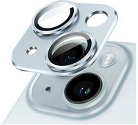 Protection Objectif Caméra Iphone 15 (6,1"") & 15 Plus (6,7"") ¿ Verre Trempé 9h Couverture Complète, Base Alliage Aluminium Mate, Revêtement Anti-Reflets 99,9% Transmission, Bague Flash, Rehausse 0,1