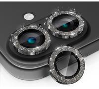 Protection Objectif Caméra Iphone 16 / 16 Plus - Verre Trempé Ar+Af Anti-Rayures, Anneau Pailleté Noir, Ultra-Résistant, Installation Facile