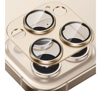 Protection objectif caméra iPhone 16 Pro / 16 Pro Max ¿ Verre trempé 9H et cadre en alliage d'aluminium, anti-rayures & antichoc, finition Or