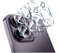 Protection objectif caméra - RASENA - iPhone 14 Pro / 14 Pro Max - Verre trempé 9H - Anneau anti-flash - Lot de 3