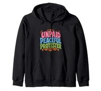 Protection paisible Non payée Typographie colorée Sweat à Capuche