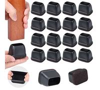 Protection Pied De Chaise, 16PCS Rectangulaire Patin Chaise Silicone, Noir Embout Pied De Chaise avec Tampon Feutré, Protéger Le Sol sans Bruit, Convient Largeur 24-30mm, Longueur 34-42mm