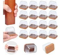 Protection Pied De Chaise, 16PCS Rectangulaire Patin Chaise Silicone, Transparent Embout Pied De Chaise avec Tampon Feutré, Protéger Le Sol sans Bruit, Convient Largeur 24-30mm, Longueur 34-42mm