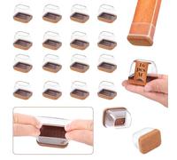 Protection Pied De Chaise, 16PCS Rectangulaire Patin Chaise Silicone, Transparent Embout Pied De Chaise avec Tampon Feutré, Protéger Le Sol sans Bruit, Convient Largeur 18-22mm, Longueur 34-42mm