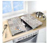 Protection plaque de cuisson en verre Carreaux de ciment - WENKO - Lot de 2 - Multicolore
