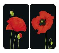 Wenko Couvre-plaques Coquelicots – Verre trempé antidérapant réglable en hauteur 30 x 52 cm, lot de 2