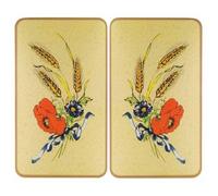 Protection plaque de cuisson - WENKO - Bleuets - Verre trempé - Lot de 2 - 30x52 cm