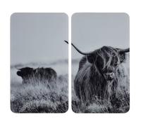 Protection plaque de cuisson - WENKO - Yak - Lot de 2 - Verre trempé - 30x52 cm - Gris