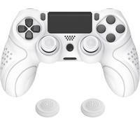 Protection pour ps4 Coque Manette,Housse Silicone avec Capuchon Joystick pour ps4 Slim Pro Controller Skin Cover-Blanc,Guardian Edition