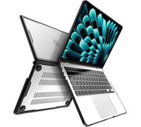 Protection Renforcée Coque TPU Compatible avec MacBook Air 13,6 Pouces M2 M3 M4 2022 2024 2025 (A2681 A3113 A3240) Mac 13 Cadre Épais Anti-Rupture Étui de Rigide -(Bord Noir) Transparent Mat