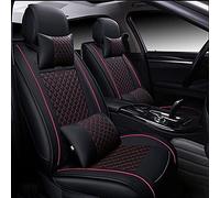 Protection Siège Ensembles Housse De Siège Voiture en Cuir PU pour BMW E87 Série 1 E81 E82 E88 F20 F21 F52 F40 Tous Les Modèles Ensemble 5 Housses(Black Red Have Pillow)