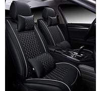 Protection Siège Housse Siège Voiture Cuir PU 5 Places pour Hyundai I30 I40 pour Tucson pour Solaris pour Sonata pour Creta pour Encino pour Elantra Ix25 Ix35 pour Kona(Black White Have Pillow)