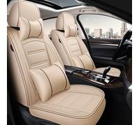 Protection Siège pour VW pour Polo pour Atlas pour Jetta PU Cuir 5 Places Housse Siège Voiture pour Bora pour EOS pour Sharan pour Variante pour Coccinelle pour Scirocco(Beige,Luxury)