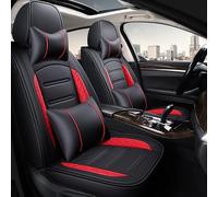 Protection Siège pour VW pour Polo pour Atlas pour Jetta PU Cuir 5 Places Housse Siège Voiture pour Bora pour EOS pour Sharan pour Variante pour Coccinelle pour Scirocco(Noir Rouge,Luxury)