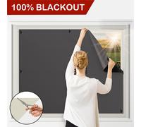 Protection solaire fenêtre intérieur Tissu occultant avec ventouses, 140x167cm fenêtre occultant Rideau sans percer découpable Blackout Curtain Noir