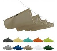 Protection solaire pergola, vague 1,2 x 5,5 m, pour terrasse ombragée, en toile rétractable, avec œillets et corde, pour toit de terrasse, jardin d'hiver, toit, kaki