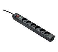 Protection Strip - Protection contre les surtensions - CA 220-250 V - 2500 Watt - connecteurs de sortie : 6 - noir
