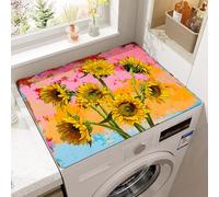Protection SupéRieure Pour Lave-Linge Et SèChe-Linge 3D Jaune Tournesol Fleur RéFrigéRateur Protection Mat Tapis De SéChage Lavable Housse Anti-Rayures Pour Comptoi Tables (Color 2,60 x50 cm)