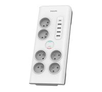 Protection Surtension - PHILIPS - SPN7060WA/60 - 6 Sorties CA - 5 Ports USB - 900 J