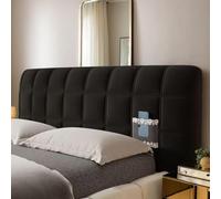 Protection Tête De Lit Padded Velours Moderne Lavable Épaisse Couverture Complète Extensible Douce Anti Poussière Lit Simple Tête De Lit Double King,Noir,160cm