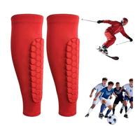 Protection Tibia Ski Adulte, Chaussette Protege Tibia Ski Femme, Protecteurs De Tibias éLastiques Anti-Collision Longs, pour Le Ski, Le Football Et d'autres Sports De Plein Air (Rouge, XL)