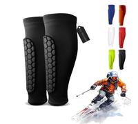 Protection Tibia Ski, Chaussette Protege Tibia Ski, Protege Tibia Chaussure Ski, Protège-Tibias en Nid d'abeille Élastiques Respirants Et Anti-Collision, Adaptés Au Ski, Au Football (Noir, XL)
