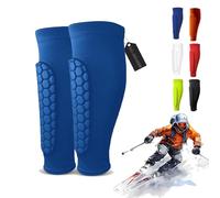 Protection Tibia Ski, Chaussette Protege Tibia Ski, Protege Tibia Chaussure Ski, Protège-Tibias en Nid d'abeille Élastiques Respirants Et Anti-Collision, Adaptés Au Ski, Au Football (Bleu, M)