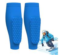 Protection Tibia Ski, Protege Tibia Chaussure Ski, Chaussette Protege Tibia Ski, Protège-Tibias en Nid d'abeille Élastiques Respirants Et Anti-Collision, Adaptés Au Ski, Au Football (Bleu, XL)