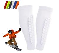 Protection Tibia Ski, Protege Tibia Ski, Chaussette Protege Tibias, Protecteurs de Tibias Élastiques Anti-Collision Longs, Structure en Nid d'abeille, pour Le Skier/Football (Blanc, XS)