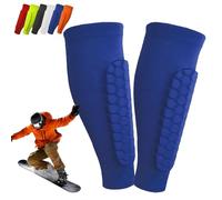 Protection Tibia Ski, Protege Tibia Ski, Chaussette Protege Tibias, Protecteurs de Tibias Élastiques Anti-Collision Longs, Structure en Nid d'abeille, pour Le Skier/Football (Bleu, M)