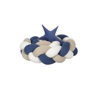 Protection tressée lit bébé blanc bleu cappuccino