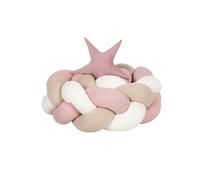 Protection tressée lit bébé blanc rose cappuccino