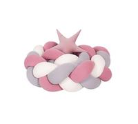 Protection tressée lit bébé blanc rose gris