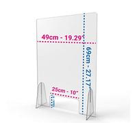 Protection ultra transparente anti-contagion avec ouverture et pieds | Separateur pour Bureau, Réception, Bibliothèques, Salles de Classe (50x70 cm)