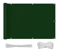 Protection UV pour balcon, 1,2 x 9,5 m, avec attaches de câble, protection contre le vent, pour terrasse et terrasse, vert foncé, 1,2 x 9,5 m