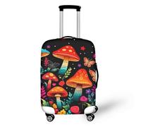 Protection Valise de Voyage Champignons Rouges Orange Housse de Valise Protection Elastique 18-32 Pouces Lavable à la Machine Luggage Cover Polyester Spandex Amovible (S)