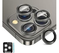 Protection Verre Trempé 9h Objectif Caméra Pour Iphone 16 Pro / 16 Pro Max - Anneau Métallique Anti-Rayures Ultra Hd, Oléophobe, Cercle Nuit, Installation Facile, Noir
