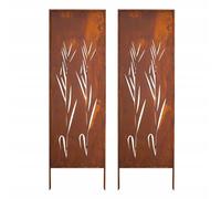Kapaga - Paravent Métal 2x - 160 cm x 50 cm - Corten - Effet Rouillé Paravent pour Jardin - Élément de Paravent - Mur de Protection - Décoration de Jardin - Clôture - Rouille (Buisson)