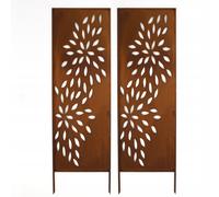 PROTECTION VISUELLE 2x - ROUILLE DÉCORATION DE JARDIN 160x50 CM COUPE-VENT MÉ...