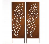 PROTECTION VISUELLE 2x - ROUILLE DÉCORATION DE JARDIN 160x50 CM COUPE-VENT MÉ...