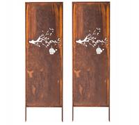 Kapaga - Paravent Métal 2x - 160 cm x 50 cm - Corten - Effet Rouillé Paravent pour Jardin - Élément de Paravent - Mur de Protection - Décoration de Jardin - Clôture - Rouille (Propre)