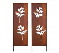PROTECTION VISUELLE 2x - ROUILLE JARDIN DECO 160x50 CM MÉTAL FLEURS ASPECT RO...