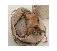 Protection Voiture Chien Sac À Main Transport Chien Siège Voiture Luxe Lit Voyage Petits Chiens Et Chats Portable Lavable Porte-Chiot Fourre-Tout Sûr Booster Animaux Compagnie(Brown,S(44X22X34CM))
