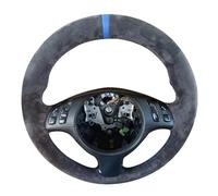 Protection Volant Voiture pour BMW Sport E46 330i 330Ci E39 M3 M5 540i 525i 530i Housse Volant Voiture Tressée Cuir Suédé Antidérapant Cousu La Main Couvre(White Thread)