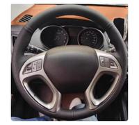Protection Volant Voiture pour Hyundai Ix35 pour Tucson 2011 2012 2013 2014 2015 Accessoires Auto Housse Volant Voiture Noire Bricolage Cuir Microfibre Couvre(Black Thread)