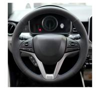 Protection Volant Voiture pour Suzuki pour Ignis | Leather, DIY stitching, protects the steering wheel from wear and tear.(Ligne noire)