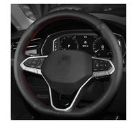 Protection Volant Voiture pour VW pour Atlas pour Golf 8 Mk8 pour Polo pour Jetta pour Passat B9 pour Tiguan pour Sharan Volant Voiture Cuir Microfibre DIY Couvre Volant(Orange Thread)